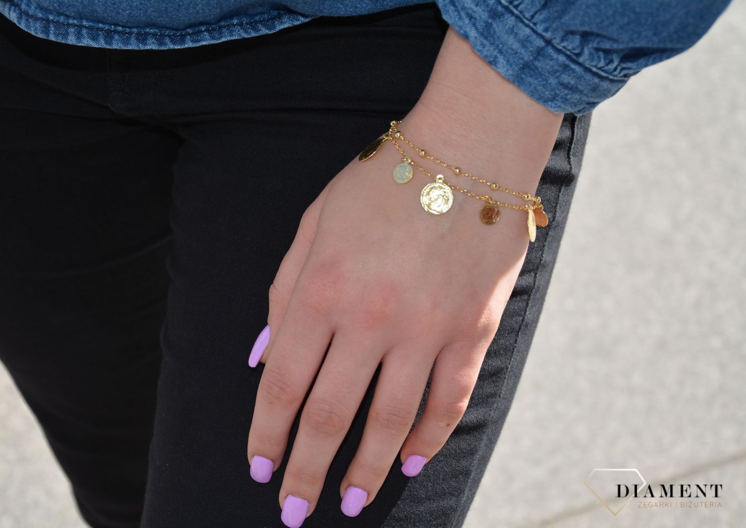 Bransoletka srebrna pozł. podwójna Dall'Acqua B RM 22926.JPG